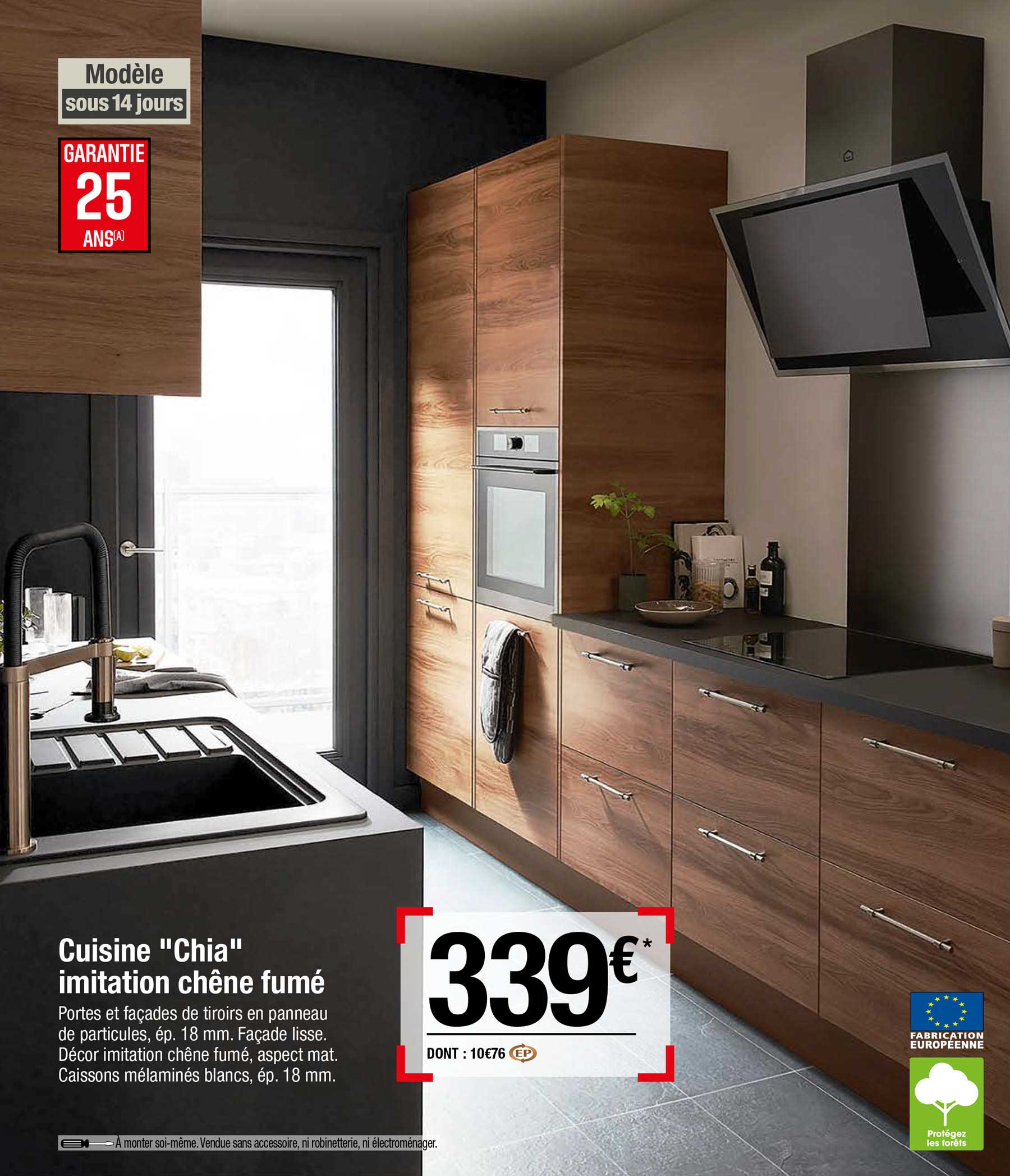 Cuisine "chia" Imitation Chêne Fumé