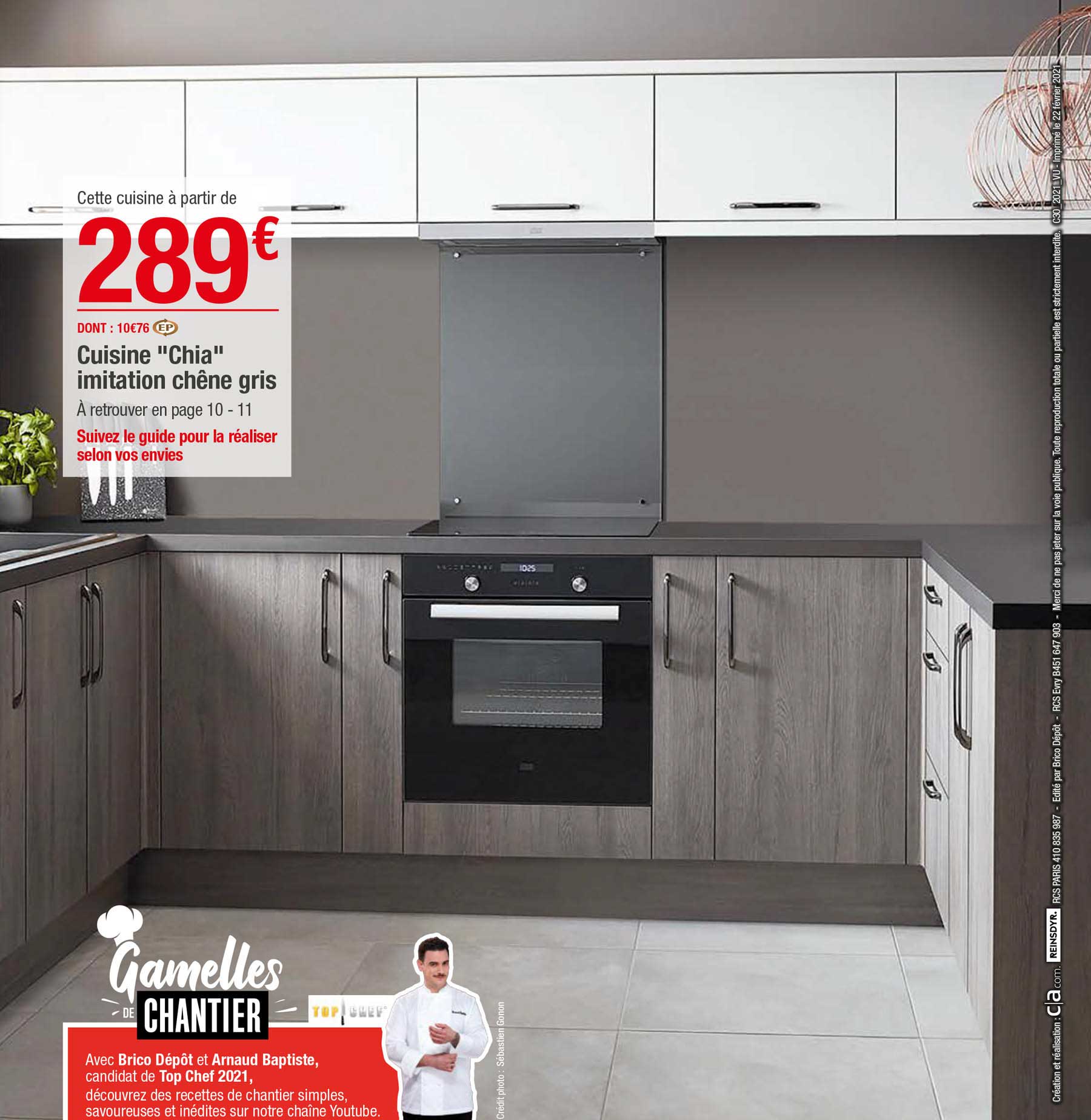 Cuisine "chia" Imitation Chêne Gris