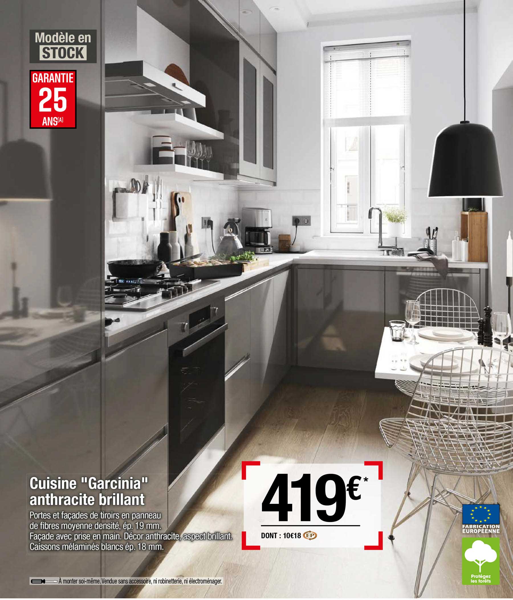 cuisine "garcinia" anthracite brillant