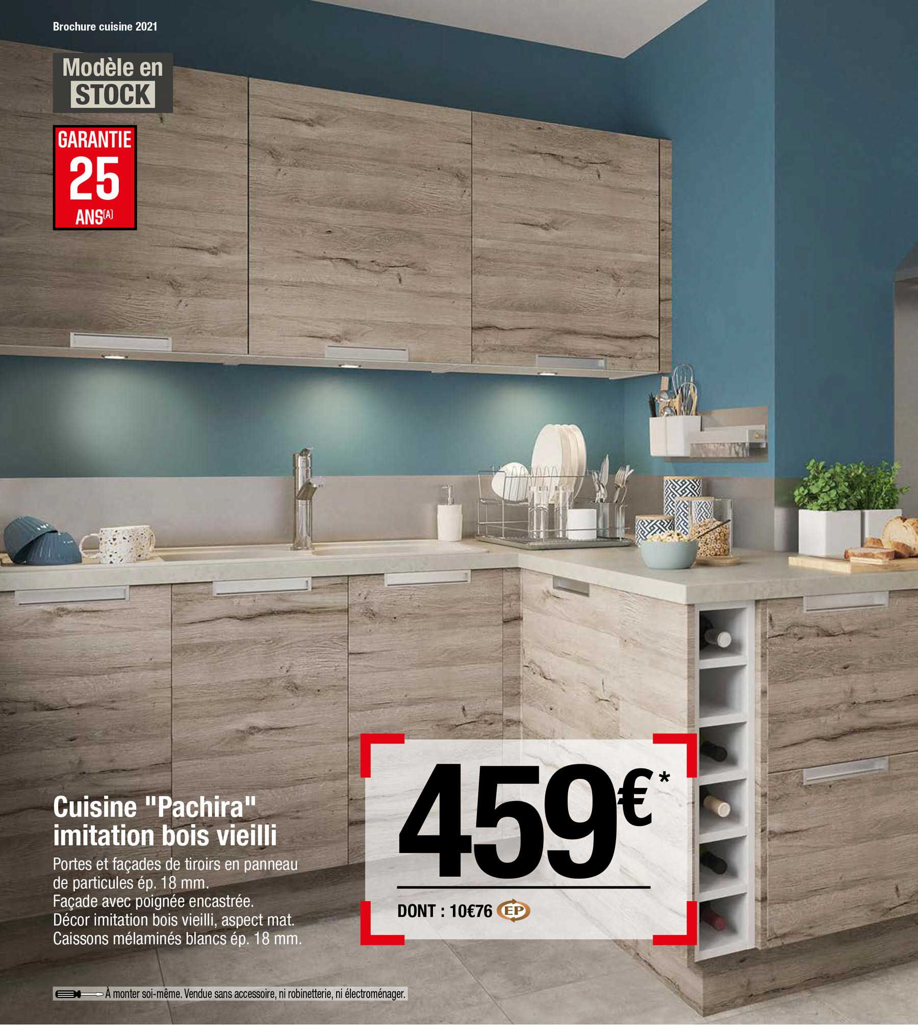 cuisine "pachira" imitation bois vieilli