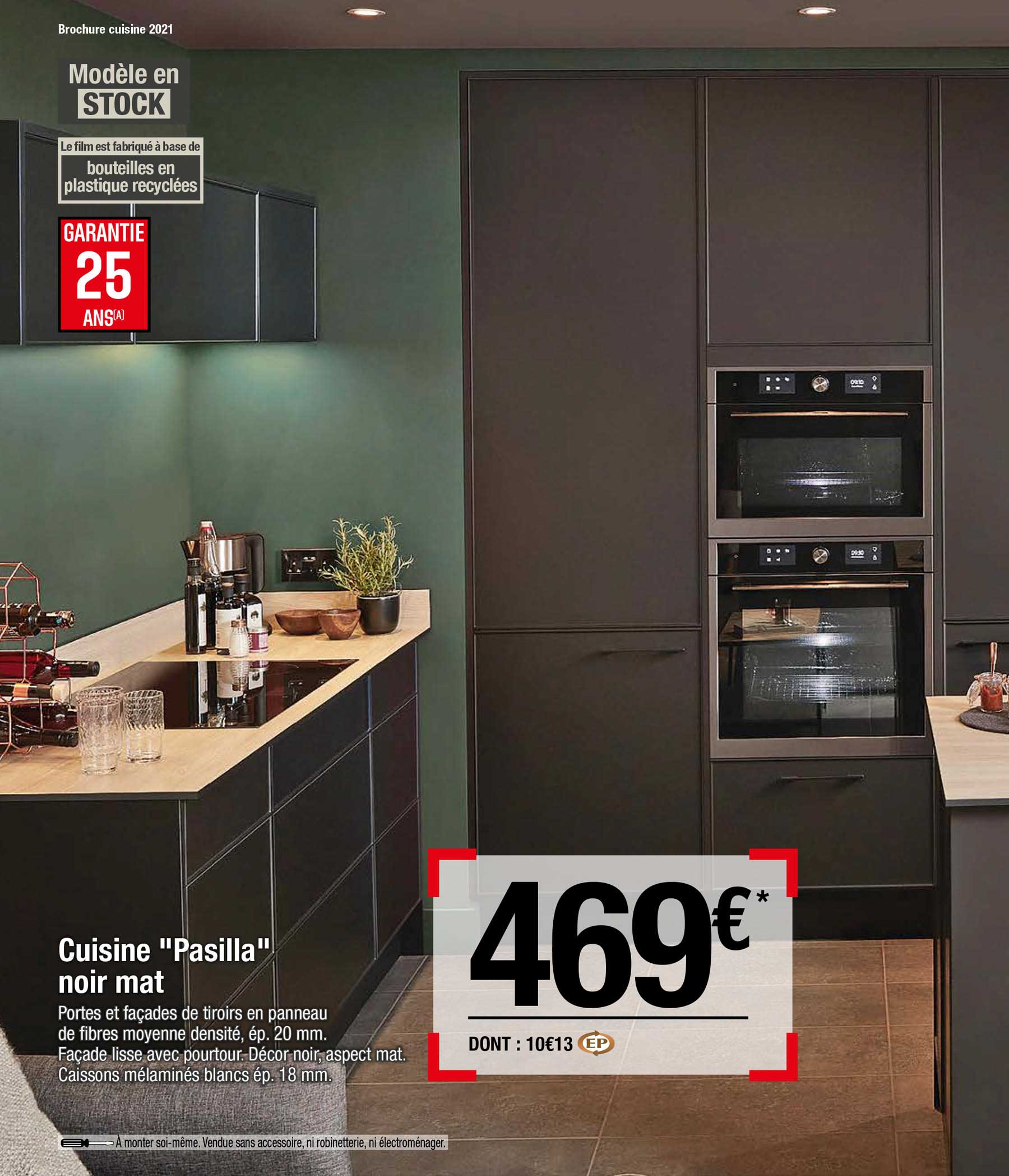 Cuisine "pasilla" Noir Mat