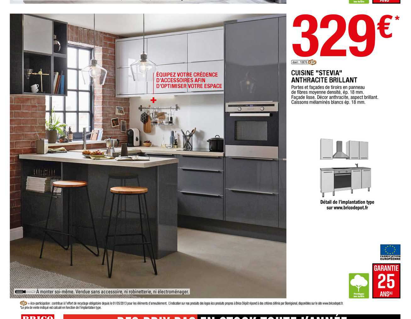 cuisine "stevia" anthracite brillant