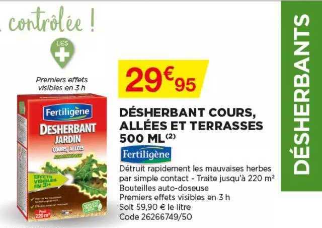 désherbant cours, allées et terrasses 500 ml fertiligène