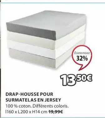 drap-housse pour surmatelas en jersey