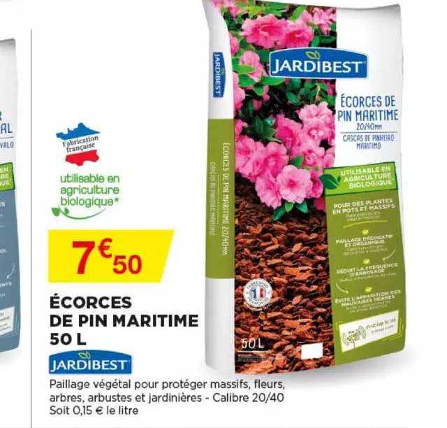 écorces de pin maritime 50 l jardibest