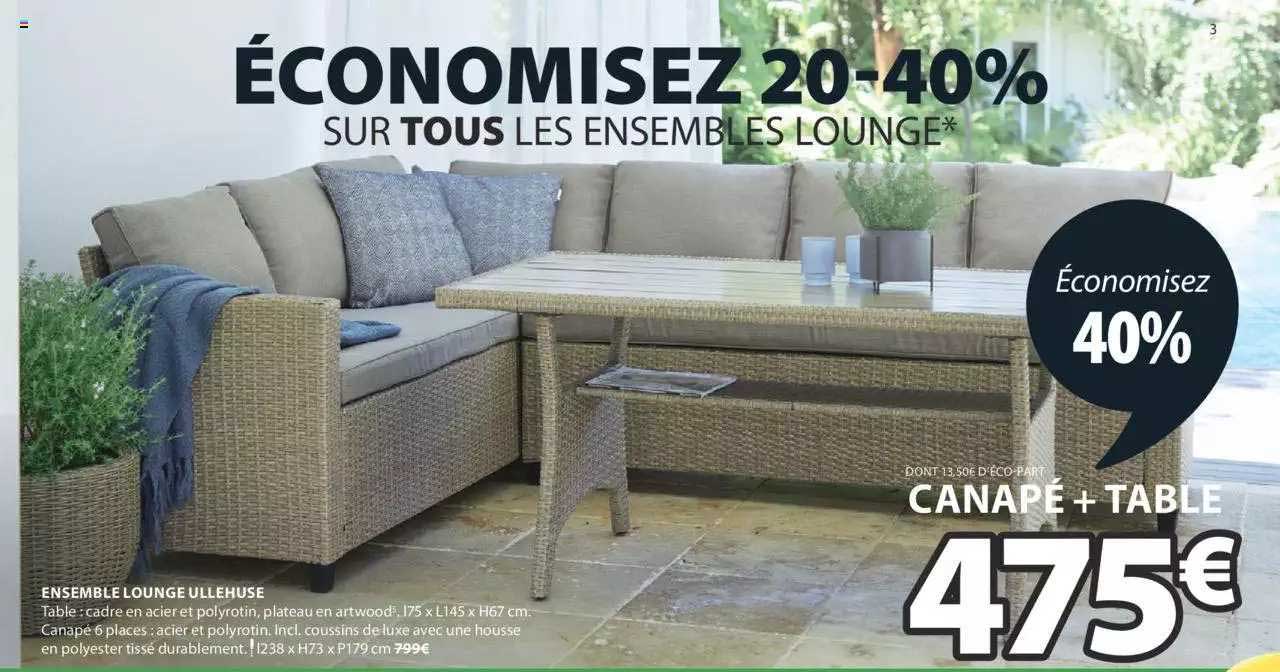 Ensemble Lounge Ullehuse : Canapé + Table