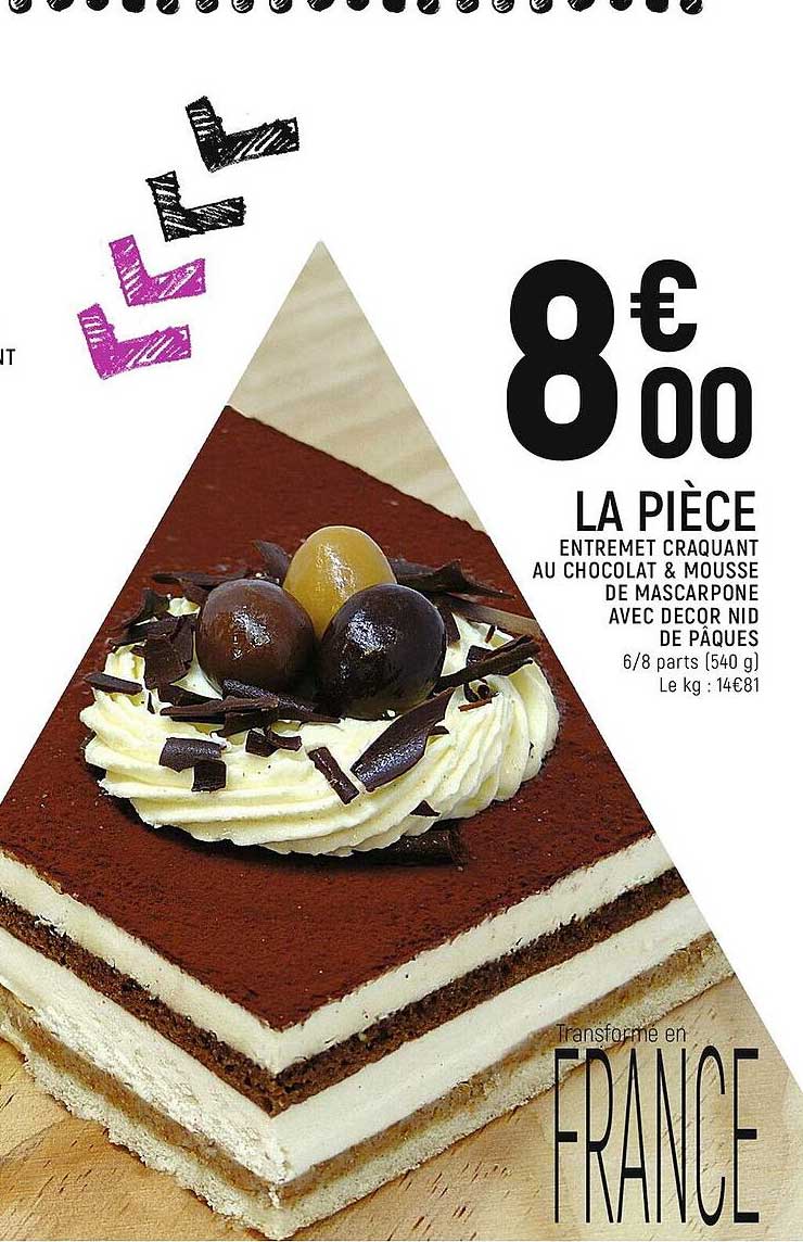 Entremet Craquant Au Chocolat & Mousse De Mascarpone Avec Décor Nid De Pâques