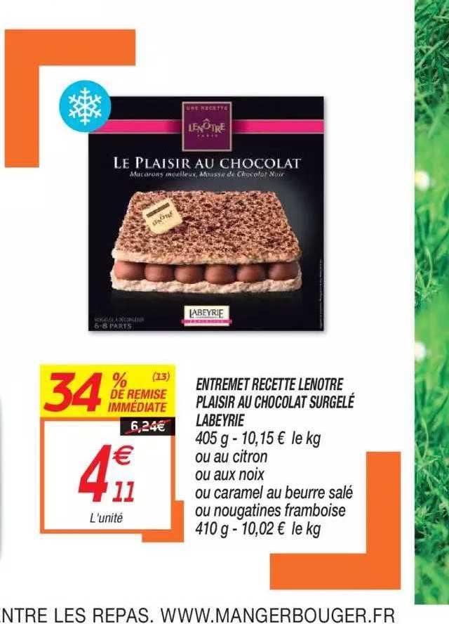 entremet recette lenotre plaisir au chocolat surgelé labeyrie