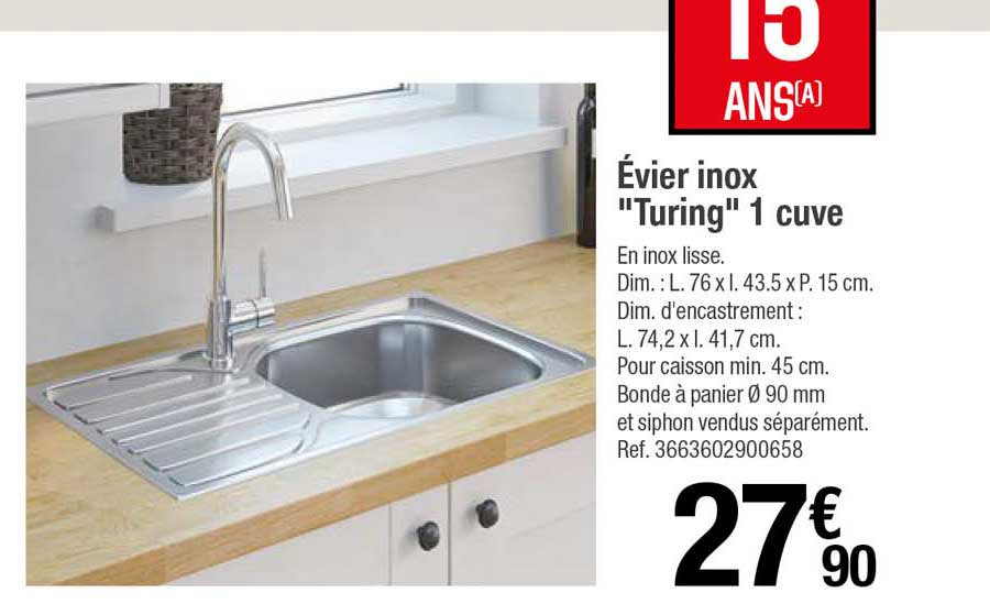 évier Inox "turing" 1 Cuve