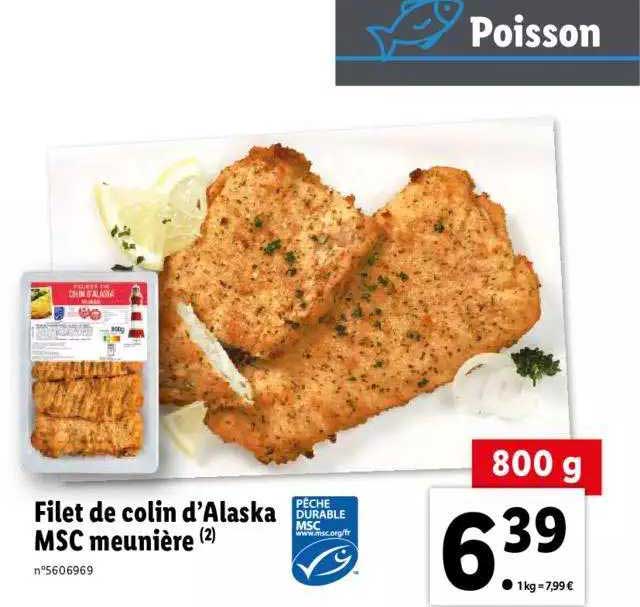 Filet De Colin D'alaska Msc Meunière