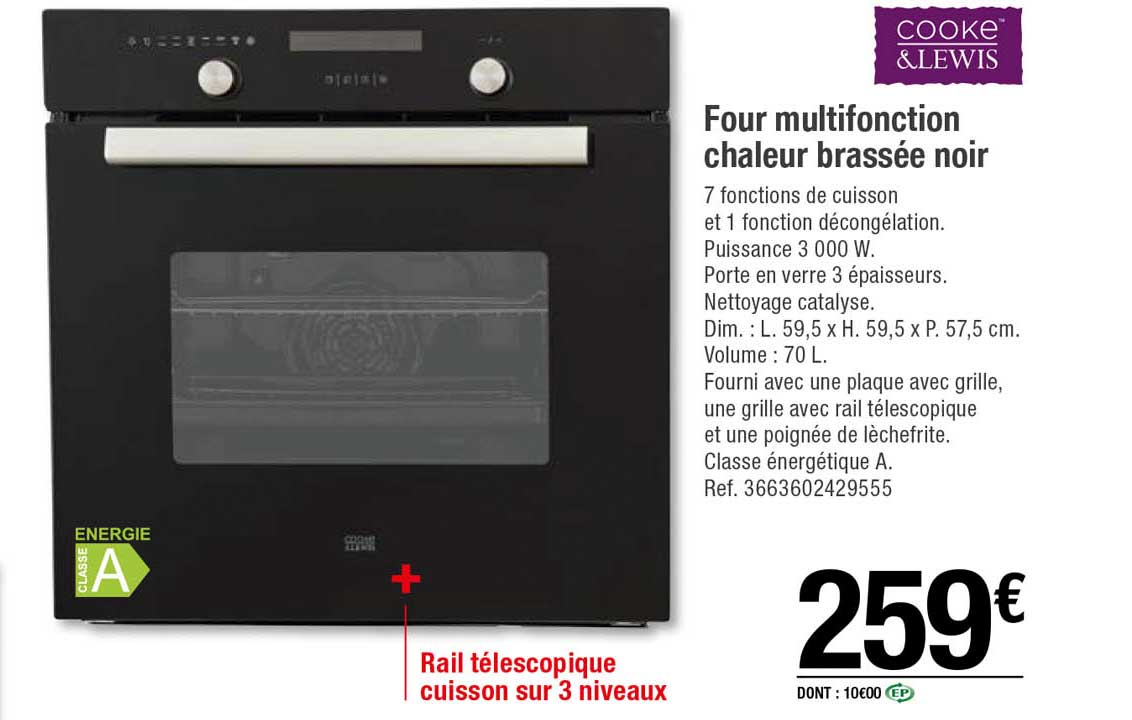 four multifonction chaleur brassée noir cook & lewis