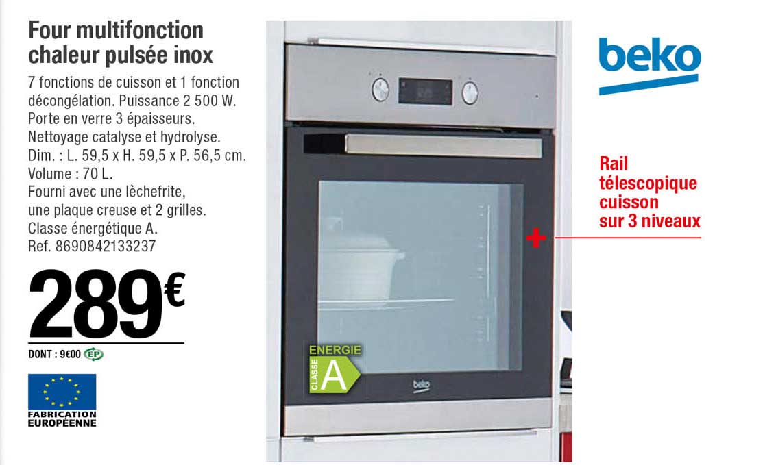 four multifonction chaleur pulsée inox beko