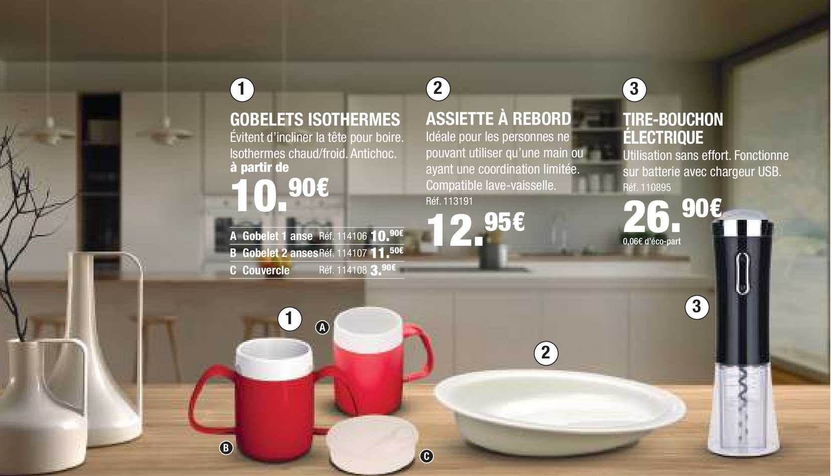 gobelet isotherme assiette à rebord tire-bouchon électrique