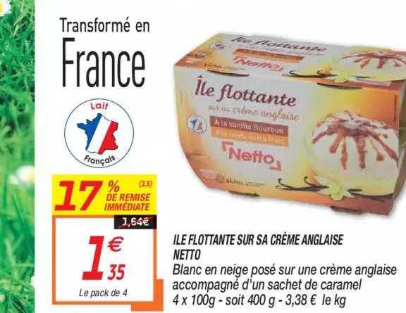 île flottante sur sa crème anglaise netto