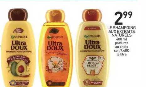 le shampoing aux extrait naturels ultra doux garnier