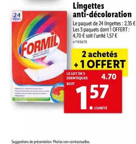 lingettes anti-décoloration formil