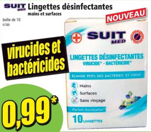 lingettes désinfectantes mains et surfaces suit med