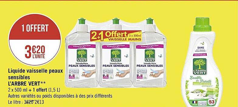 liquide vaisselle peau sensibles l'arbre vert