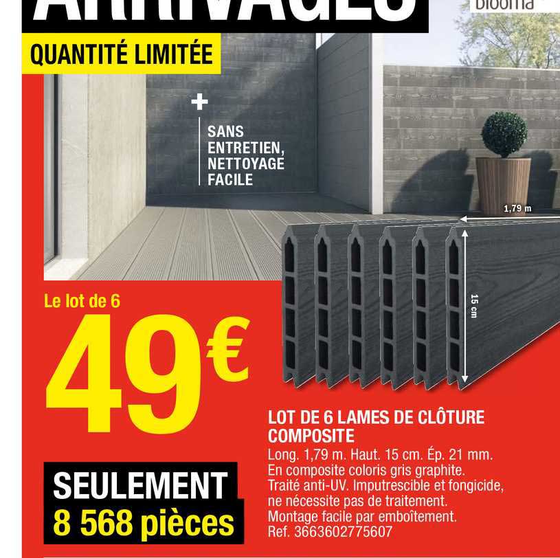 Lot De 6 Lames De Clôture Composite