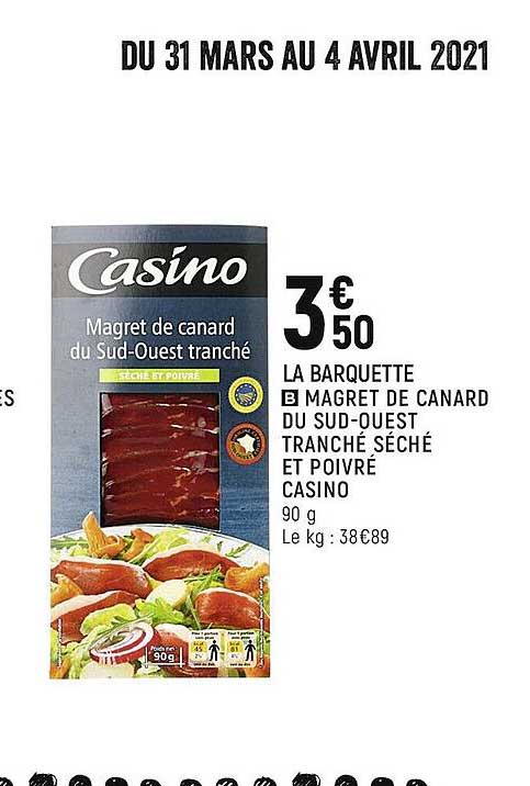 Magret De Canard Du Sud-ouest Tranché Séché Et Poivré Casino