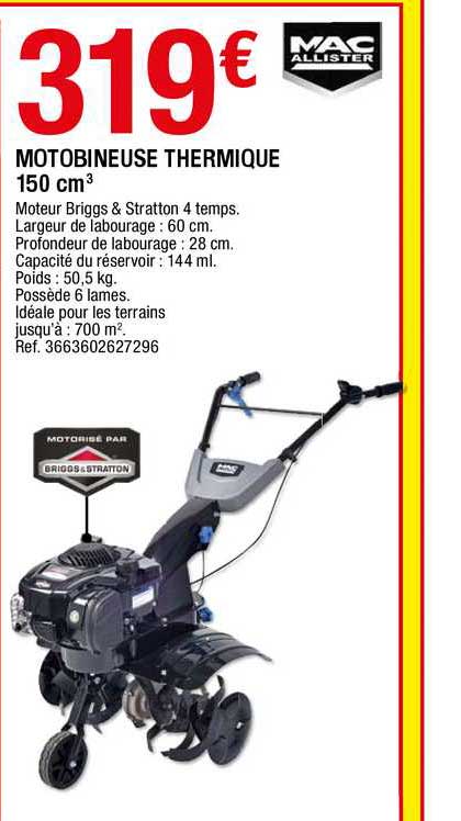 motobineuse thermique 150 cm3 mac allister