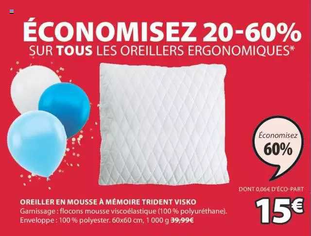 Oreiller En Mousse à Mémoire Trident Visko