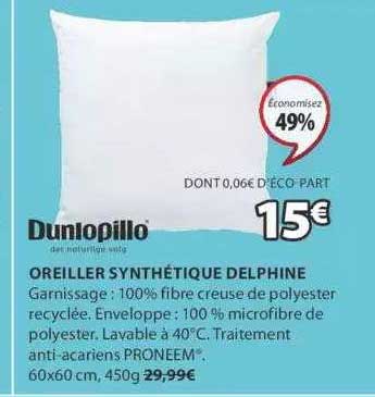 oreiller synthétique delphine dunlopillo