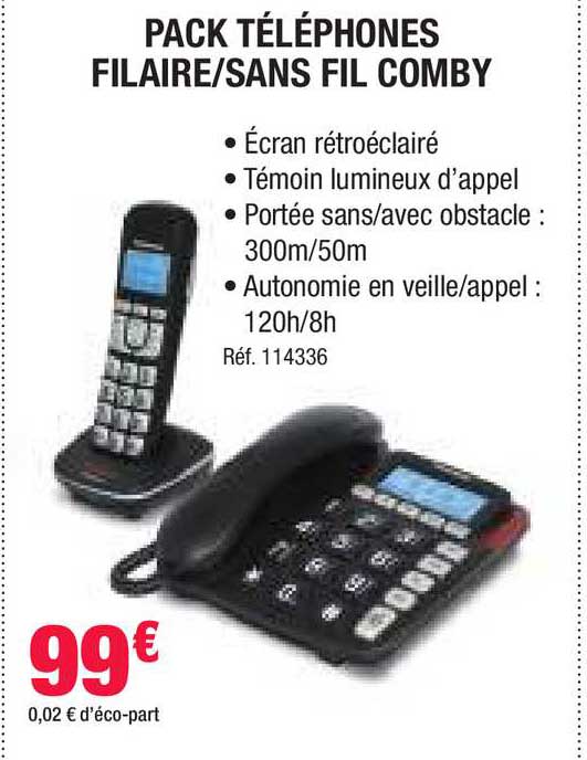 pack téléphones filaire - sans fil comby