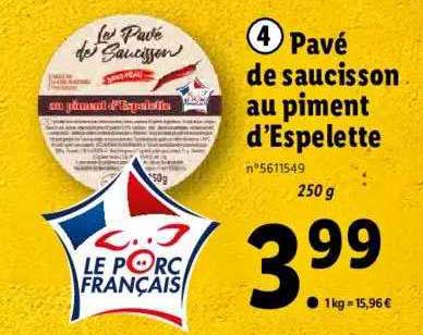 pavé de saucisson au piment d'espelette