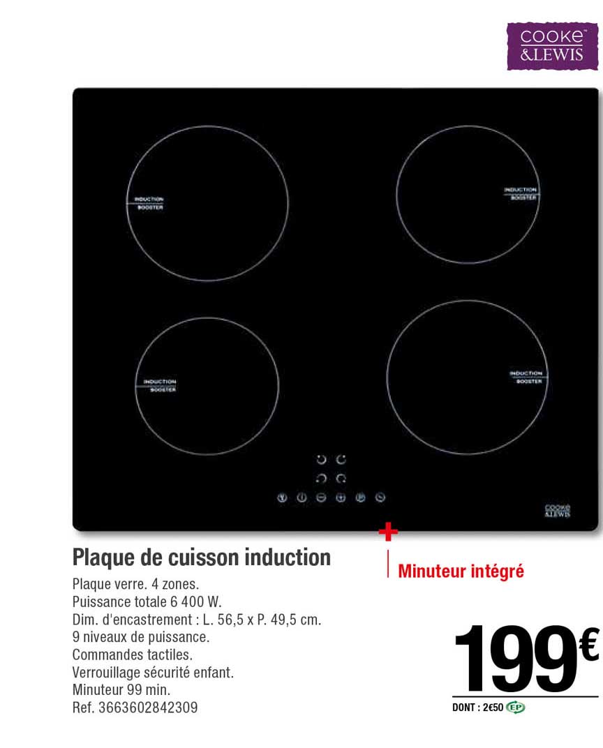 plaque de cuisson induction cooke&lewis