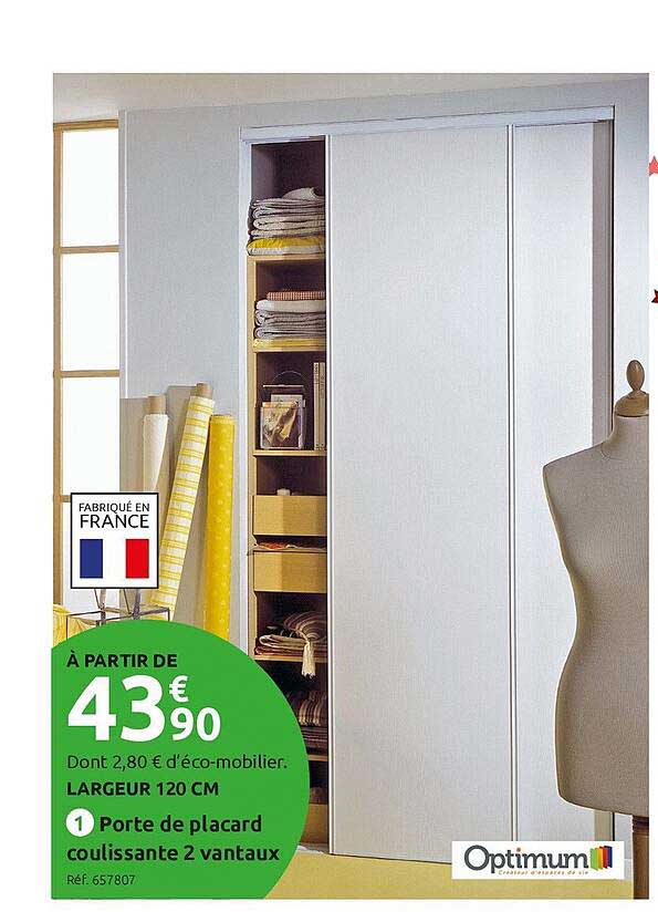 porte de placard coulissante 2 vantaux optimum