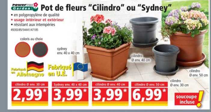 pot de fleurs "cilindro" ou "sydney" power garden