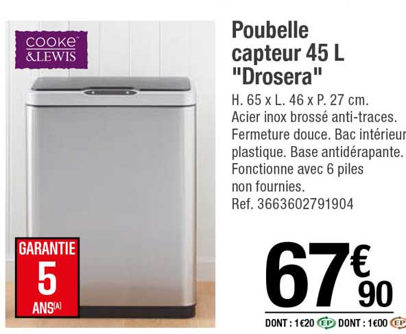 poubelle capteur 45 l "drosera"