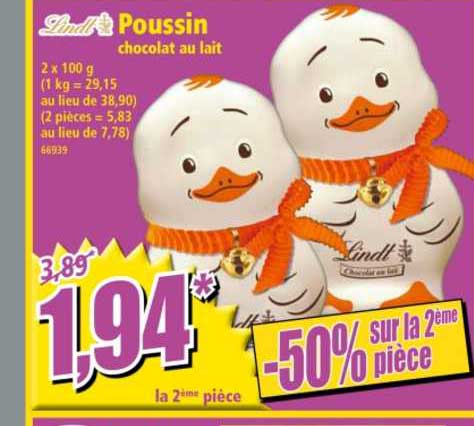 poussin chocolat au lait lindt