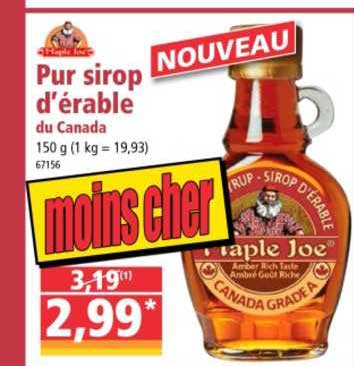 pur sirop d'érable du canada maple joe