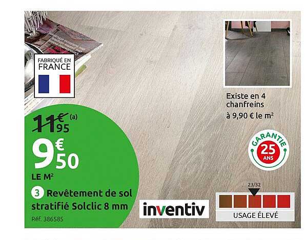 revêtement de sol stratifié solclic 8 mm inventiv