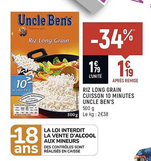 riz long grain cuisson 10 minutes uncle ben's