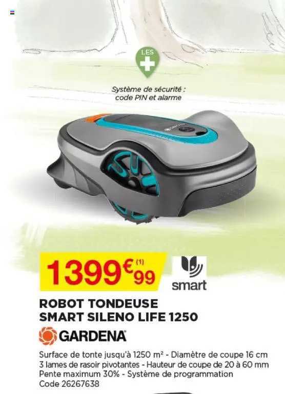 robot tondeuse smart sileno life 1250 gardena