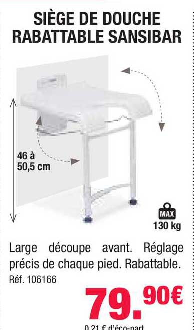 siège de douche rabattable sansibar