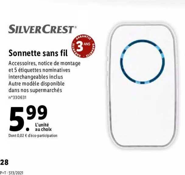 sonnette sans fil silver crest