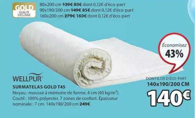 surmatelas gold t45 wellpur
