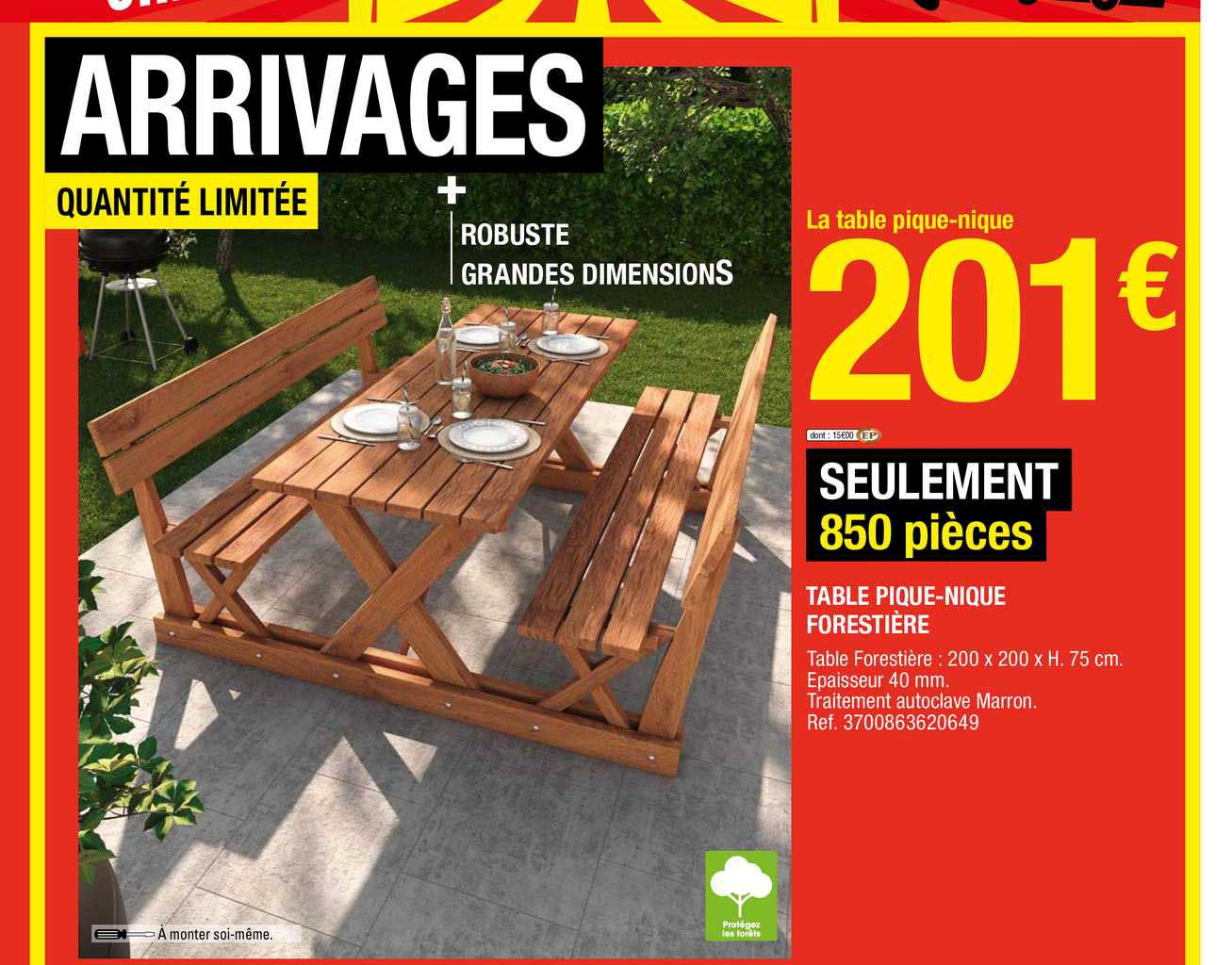 table pique-nique forestière