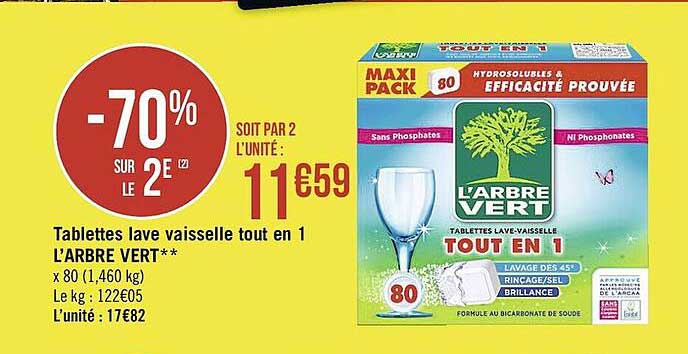 tablettes lave vaisselle tout en 1 l'arbre vert