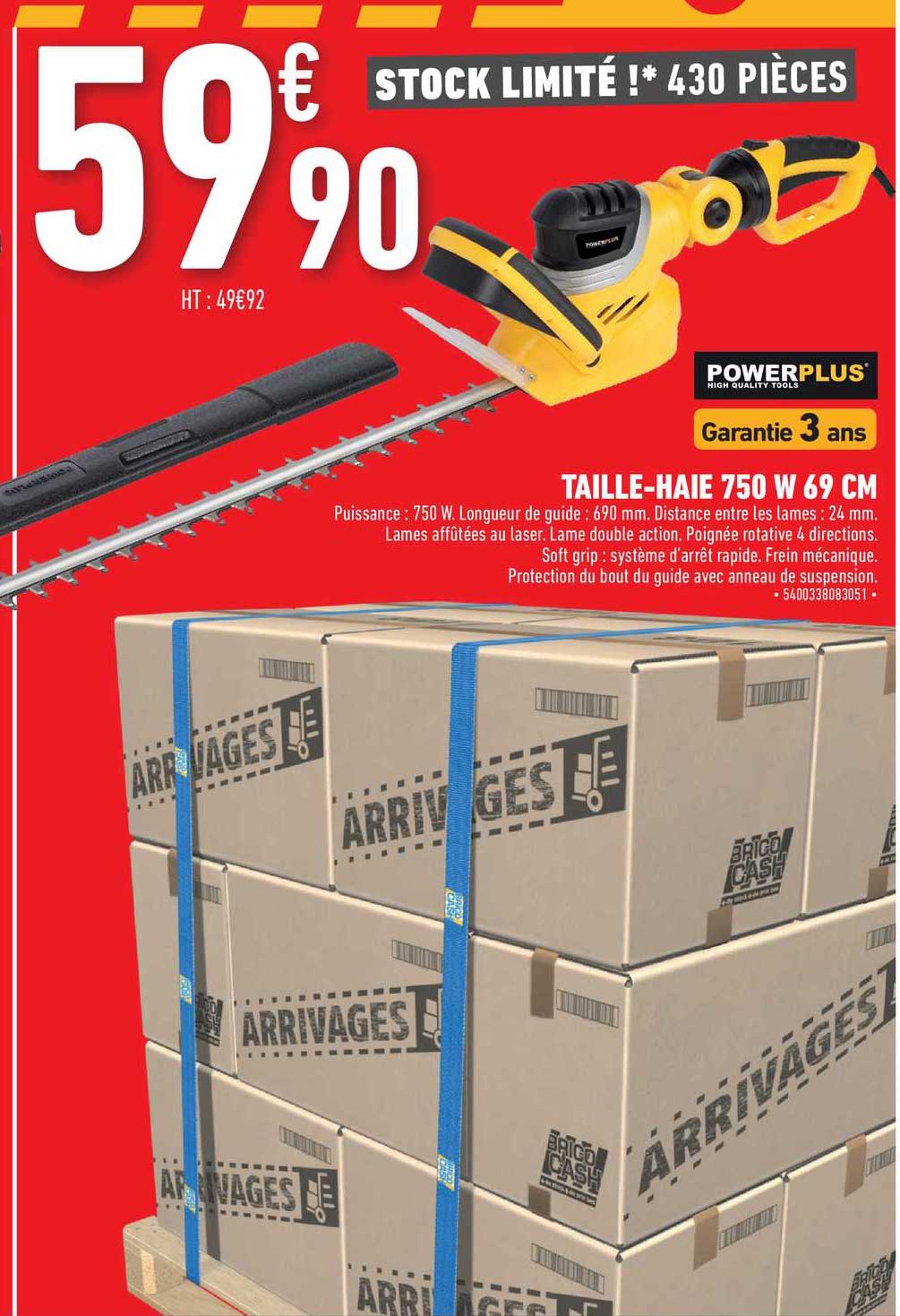 taille-haie 750 w 69 cm powerplus