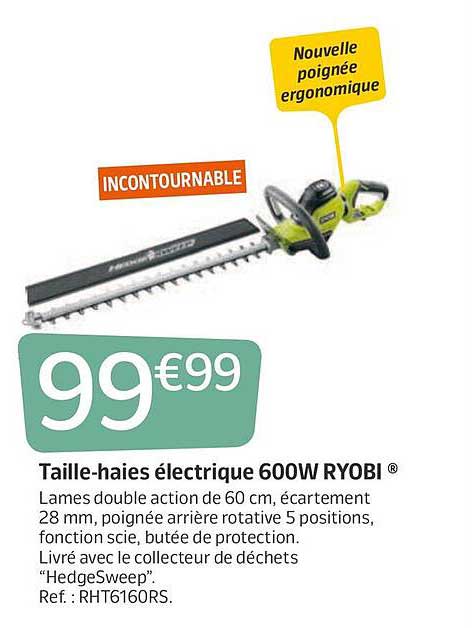 taille-haies électrique 600w ryobi