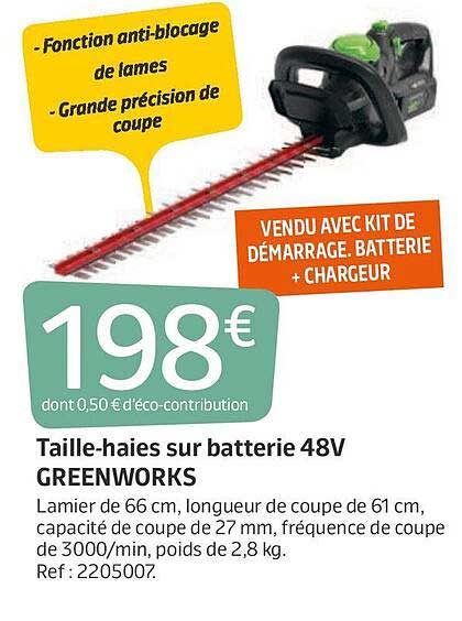 taille-haies sur batterie 48v greenworks