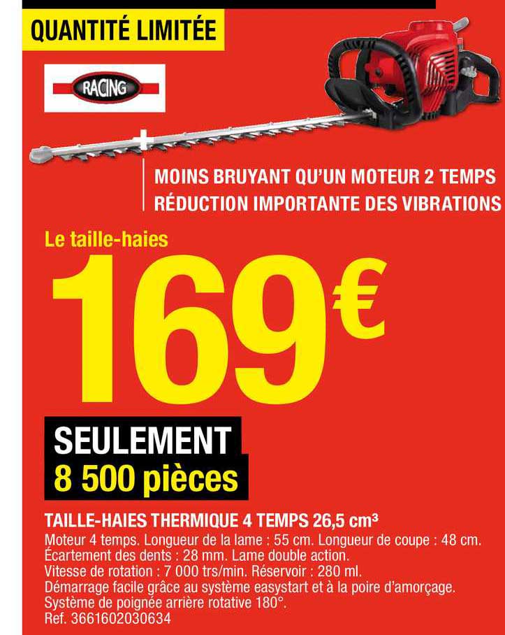 Taille-haies Thermique 4 Temps 26,5 Cm3