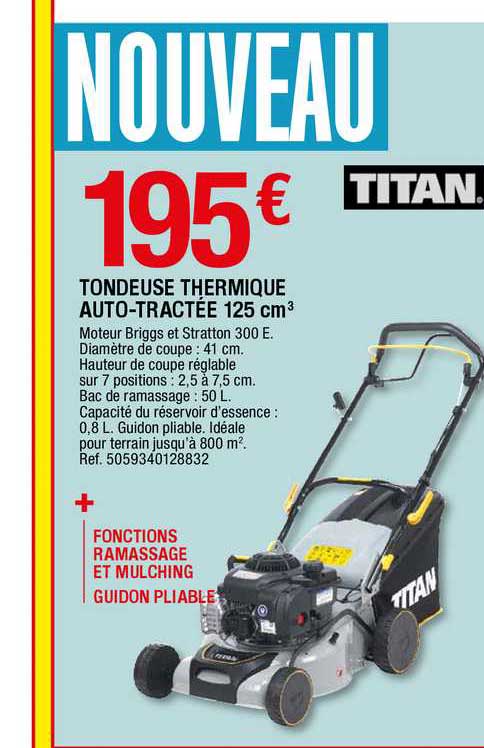 tondeuse thermique auto-tractée 125 cm titan