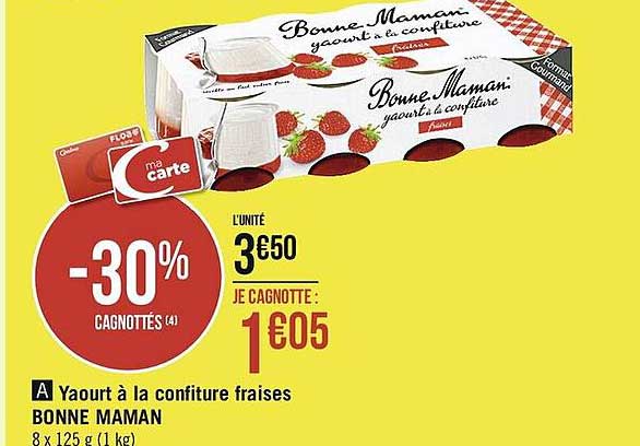 yaourt à la confiture fraise bonne maman