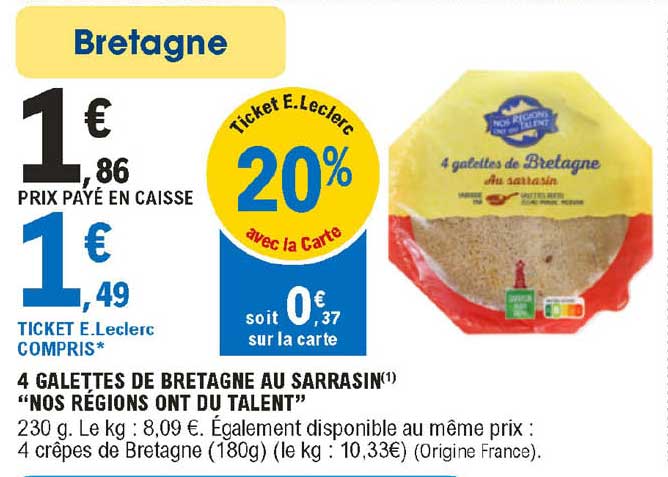 4 galettes de bretagne au sarrasin  "nos régions ont du talent"